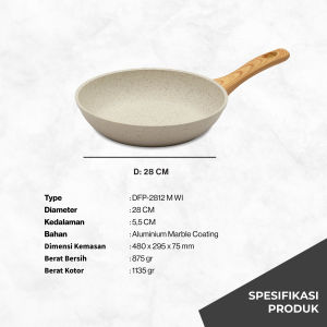 Wajan Deep Fry Pan Marble Induksi Miyako cookware Panci Penggorengan - Putih