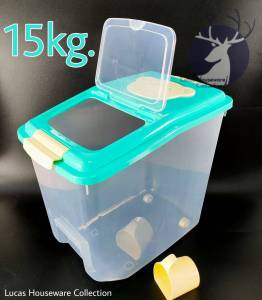 RICE KEEPER RICE BOX (6KG 10KG & 15KG CAPACITY) CLEAR PLASTIC RICE STORAGE /RICE BIN / RICE BOX WITH RICE CUP RICE BOX UNIPLUS