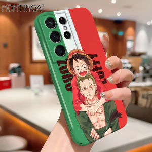 Hontinga All-inclusive Film Casing For Samsung Galaxy S21 Ultra 5G S21+ S21 S22 Plus S22 Ultra S22+ 5G   Case Korean film Phone Case Cartoon Anime Luffy Back Casing lens Protector Design Hard Cases Shockproof Shell Full Cover Casing For Girls