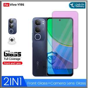 Paket 2in1 Tempered Glass Blue Light Vivo Y19s 4G Y28 4G NFC Y27 4G Y36 4G Anti Radiasi UV Blue Ray Free Camera