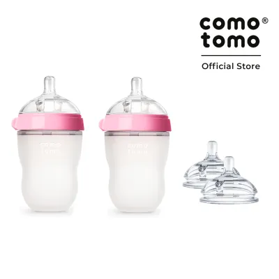 Comotomo Bundle of 2 250ml Baby Bottle + Replacement Nipples