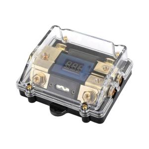 Reusable Fuses Distribution Block Featuring Digital Voltage Meter And Transparent Cover For Automotive Marine Systems