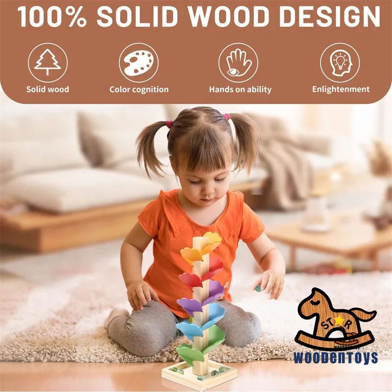 Wooden Music Tree Toy for Kids, Wood Marble Run Marble Track Game for  Toddlers, Ball Drop Toy Ball Tower Montessori Educational Toy Boy Girl