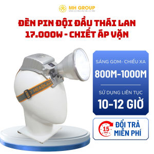 Đèn Pin Đội Đầu Thái Lan 17.000W MH Group Pin 30.000mAh (10-12H) Chiếu Xa 1000M Chiết Áp Vặn