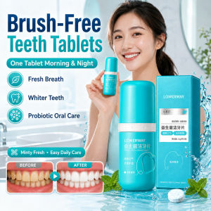 【Fresh Breath】Probiotic No-Brush Toothpaste Teeth Cleaning Tablets Portable Solid Toothpaste Tablets Anti-Plaque/Stain Removal Toothpaste Long-Lasting Fragrance - A Perfect Dating Essential
