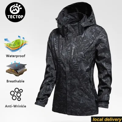 TECTOP Womens Jackets Waterproof Motorcycle Windbreaker Outdoor Sports Hiking Rain Jacket Coat Hood Removable