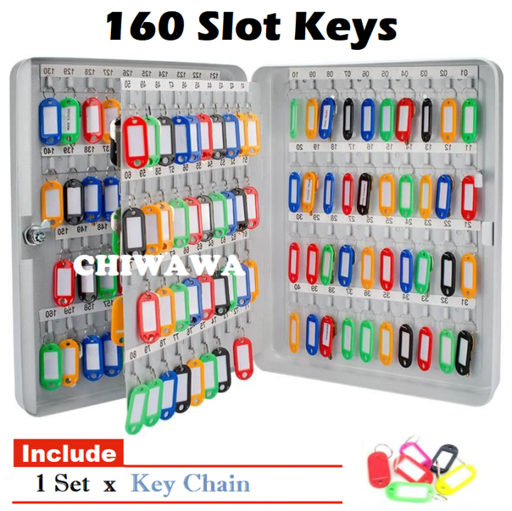 160 Keys Slot Lockable Metal Key Box Wall Mount Safe Storage Box ...