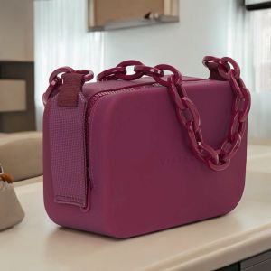 Viajecito Classic Set in Berry with Short Chain  | Original Viajecito Splashkit Silicone Water-Proof Bags for Women sling bag for women shoulder bags women elegant Fashion Trend Women Tote Shoulder Bag Kili Kili Bags For Woman Office bag