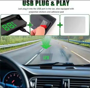 Màn Hình HUD GPS Tốc Độ Ô Tô Trên Kính Lái – Đồng Hồ Điện Tử Cấp Nguồn USB Nhỏ Gọn Trên Taplo