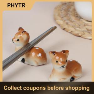 【PHYTR】 Cute Sika deer Ceramic Chopsticks for Daily Use Chopstick Rack Chopstick Holder