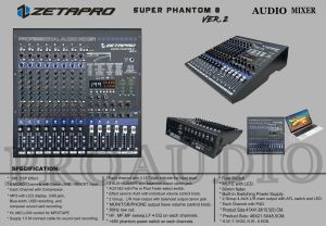 MIXER AUDIO ZETAPRO 8 CHANNEL SUPER PHANTOM 8 VER.2 / SUPER PHANTOM 8 VER 2 / SUPER PHANTOM 8 VER.II + COMPRESSOR ORIGINAL