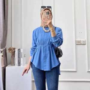 Alya Shirt - Atasan Wanita Oversize - Kemeja Kerut Depan-Kemeja Terlaris