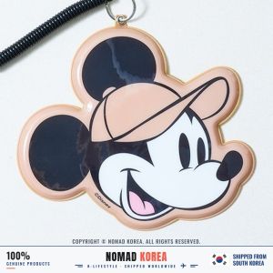 Daiso Korea Disney Móc khóa đựng thẻ chuột Mickey dây lò xo co giãn đựng thẻ giao thông treo vali du lịch