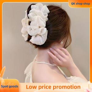✨QK shop✨ Sweet Mesh Tulle Big Bow Hair Claw Clips For Women Elegant Bowknot Ponytail Clip Headdress Accessories Double Sided Shark Clip
