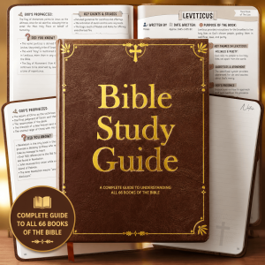 Bible Study Guide – Gold Foil Leather Cover 66 Books Summary for Daily Devotion & Gift Giving