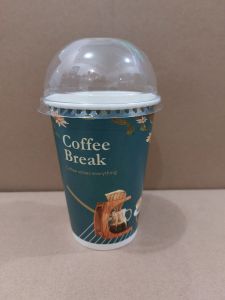 Ly giấy 16oz - 480ml mẫu Cafe Break Nền Xanh Set 100-300 cái kèm nắp