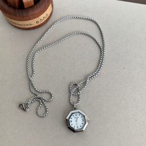 MUQZI Heart-shaped Star Pocket Necklace Geometry Cross Pendant Clock Pendant Fashion Hip Hop Watch Chain Jewelry Jewelry Accessory