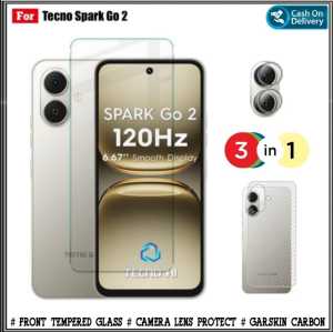 Paket 3 in1 Tempered Glass Tecno Spark Go 2 4G Go 1 4G 30C 4G GO 4G 2023 Free Anti Gores Camera + Garskin Anti Jamur