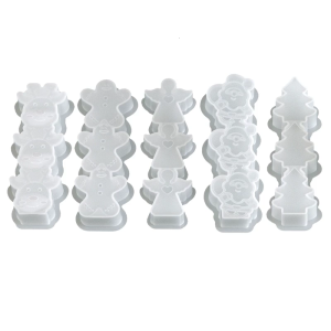 3 In 1 Christmas Mold Set Santa Reindeer Angel Gingerbreads Man Silicone Baking Crafting Tool For Festive Decors