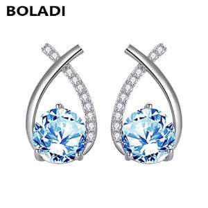 s925 Silver internet-famous fish tail cross earrings for women high-end and elegant earrings versatile Korean style zirconia ear accessories