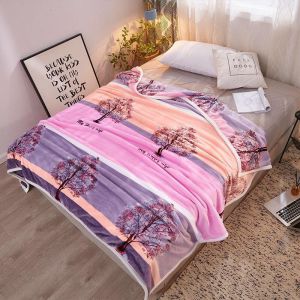 Selimut Bulu Halus Ukuran 180x200 Motif Pohon UNGU Dewasa Terlaris Murah Berkualitas