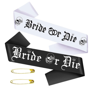 Bride or Die Sash for Bridal Shower Bachelorette Party Wedding Engagement Party Favors Satins Sash with White Lettering