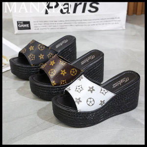MANXIXI Thời Trang Phụ Nữ Cao Gót Đẹp Sao Patern 3.34 Inch Wedge Dép (Kích Thước 34-43)