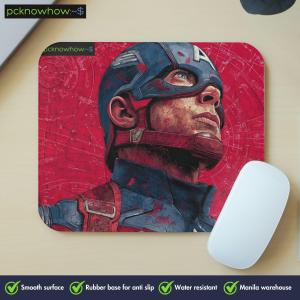 momorii Captain America mouse pad Gaming desk pad Mousepad (220mm x 180mm) Compact Desk Mat Laptop Desktop Pad Smooth Surface Anti-Slip Rubber Base Water Resistant