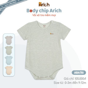 Bộ body chip Arich chất liệu xô tre cho bé trai bé gái bộ liền thân cho bé size từ sơ sinh - 12 tháng