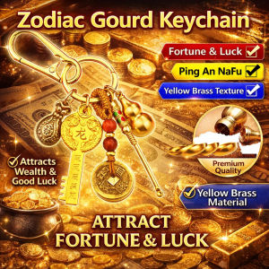 Twelve Chinese Zodiac Gourd Keychain Wealth Attraction Feng Shui Pendant 开光转运钥匙扣 Zodiac Animals Copper Gourd Keychain 十二生肖葫芦钥匙扣