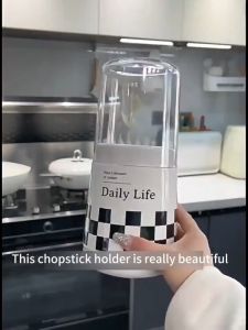 Kitchen Utensil Holder with Cover PP Plastic Silverware Organizer for Chopsticks Spoons Forks COD