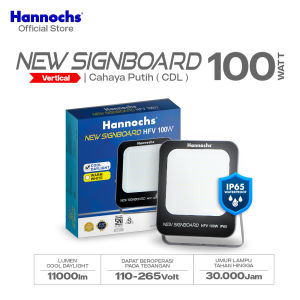 Hannochs New Signboard HFV 100W Cahaya Putih - Lampu Sorot LED Flood Light (Model Vertical)