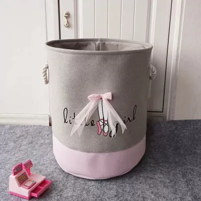 Collapsible Round Storage Bin Box Kids Clothing Toys Organizer Thick Printing Storage Basket Home Decor Organization