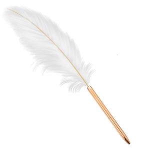 Retro Feathered Black Inks Pen for Bride Wedding Feathered Ballpoint Pen Plating Pen Body Smooth Writing for Wedding