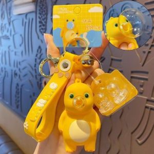Aoduoyaya Blowing Bubble Milk Dragon Keychain Capybara Lulu Doll Keychain Couple Pendant Cartoon Ornament Gift