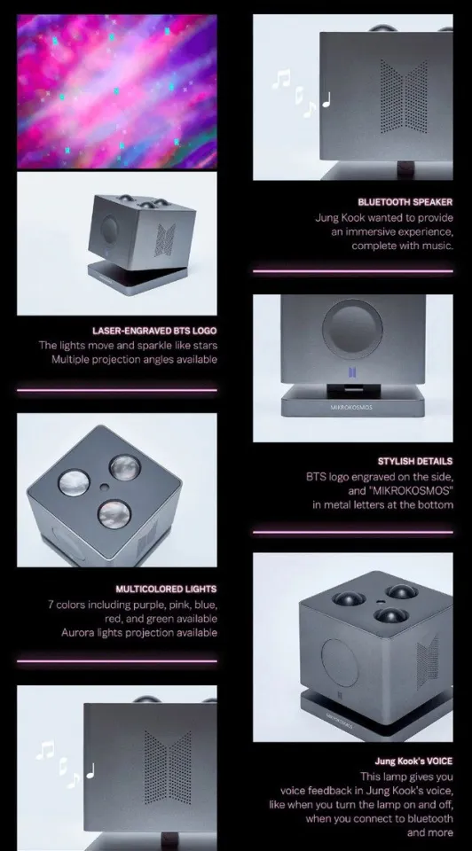 BTS ジョングクMikrokosmos Mood Lamp Bluetooth BTS JUNGKOOK Mikrokosmos Mood Lamp ARTIST MADE COLLECTION BY