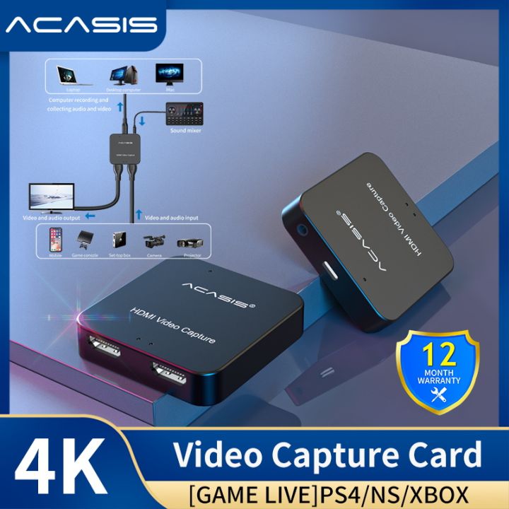 ACASIS 4K HDMI Video Capture Card 1080P HD HDMI Video Record Box  game video real-time streaming live collection for PS4 Game DVD Camcorder  HD
