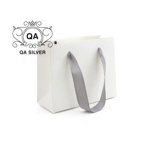 Túi? đựng trang sức màu trắng nơ ghi tay cầm ruy băng quà tặng sinh nhật noel vuông chữ nhật QA SILVER AC200503
