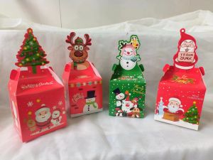 (เเพ็ค50ใบ ตกใบละ4.9฿) กล่องขนม กล่องกระดาษ คุกกี้คริสต์มาสคละลาย ใส่ของชำร่วย ลายหัวตุ๊กกา สินค้าพร้อมส่ง