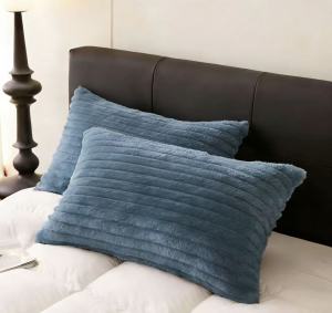 Soft Lift Home Velvet Pillowcases Buy 1 Take 1 Skin-Friendly Soft Pillow Cover Wide Stripe 48x74cm Standard Size 2 Pcs Pack