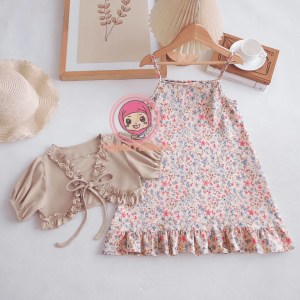 SABEELA - Dress Anak Yuwari Motif Flora 2 in 1 Terlaris / Fashion Dress Anak Cewek & Outer Terbaru