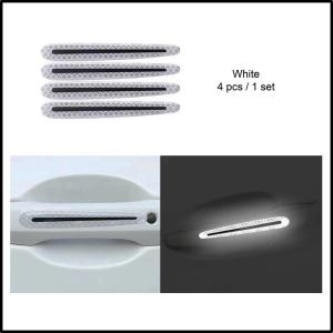 Universal Reflective Car Door Protection Stickers - Carbon Fiber Texture Safety Handle Bowl Guards/Safety Belt Imitation Alarm Clasp