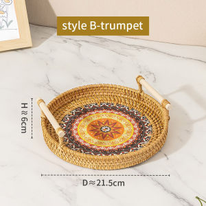 พิมพ์มือทอตะกร้าติ่มซำตะกร้าหวายในครัวเรือนสานอาหารปกผลไม้ตะกร้าเก็บเค้กถาดขนมปัง
