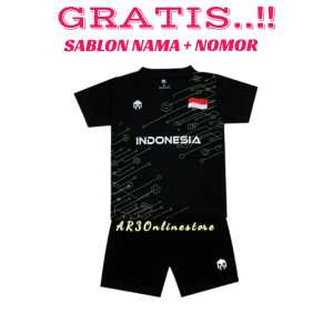 ( FREE SABLON NAMA+NOMOR ) Baju olahraga anak balita kaos bola futsal  badminton bulutangkis tenis voli usia 2-5 tahun motif terbaru