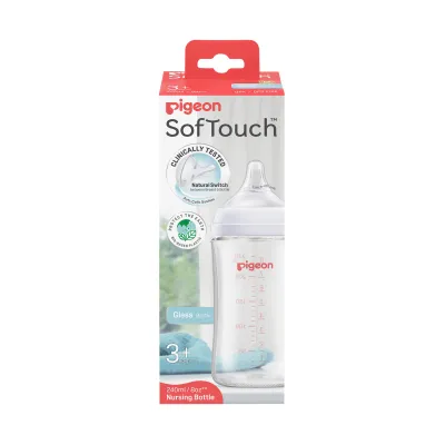 PIGEON SOFTOUCH BPP NURSING BOTTLE GLASS 240ML LOGO