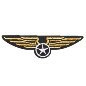 Ginca Flying Jacket Badge Golden Wings Hook Loop Patch Mini Eagle Morale Emblem Chest Cloth Sticker for Men Pilot Suit DIY