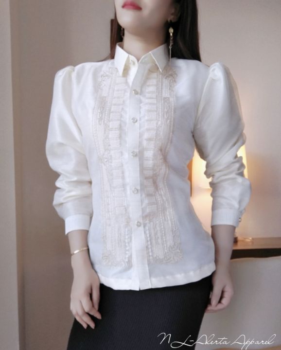 LONG SLEEVE BARONG FOR WOMEN Modern Barong Tagalog Women Barong Dress  Design For Ladies - Lazada | Lazada PH