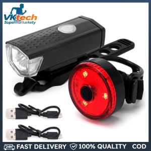 Bike Tail Light & Headlight Bike Rear Light Waterproof Cycling Tail Lamp Rechargeable Bike Front Light 3 Modes for Night Riding