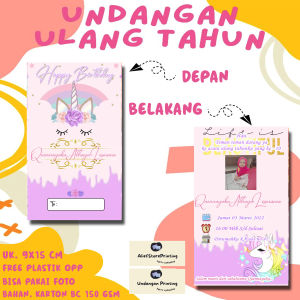 Undangan Karakter UNICORNN 03 ( 100 PCS / 50 PCS / 30 PCS/ 20 PCS / 10 PCS ) / Undangan ulang tahun / undangan ultah / undangan cetak / cetak undangan  / undangan anak / undangan print / undangan pesta / print undangan / undangan karakter / undangan motif