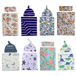 Baby Receiving Blanket Headband Hat Sleeping Bag Swaddle Wrap Tail Knot Beanies Cap Hair Band Headdress Headwrap Gifts